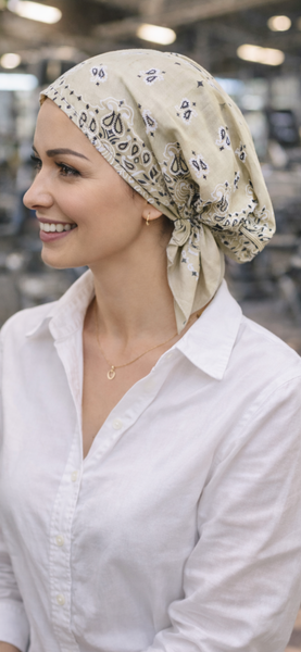 100% Cotton New Upgraded Quality Pre Tied Bandana That Is Gathered In The Back | Elasticated Fitted Headscarf For Women and Men | Modern Hijab For Full Coverage | 8 Color Choices| Made in USA