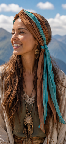 Headband | Turquoise Brown Hair Wrap | Boho Chic or Preppy Vibe Head Wrap | Made in USA