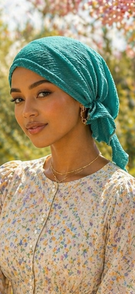 Turquoise Headscarf For Women | Made in America | Cotton Blend Fabric | Soft Lightweight Comfortable All Day Fit