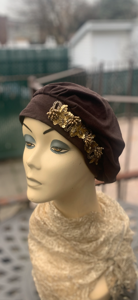 Brown Hat With Design | Best Soft Cap In Brooklyn New York | Made in USA by Uptown Girl Headwear