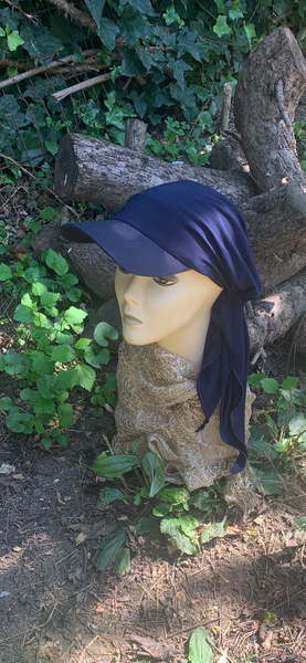 Navy Blue Sun Visor Headscarf | Navy Hijab Scarf With Brim | Quality Made in USA