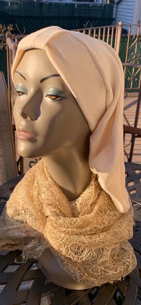 New 100% American Organic Cotton Snood Turban Hijab | Cream Off White Ivory Headcovering For Woman | Made in the USA by Uptown Girl Headwear