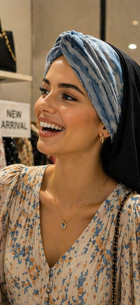 Black Blue Snood For Women | Turban With Summer Vibes | Made in USA