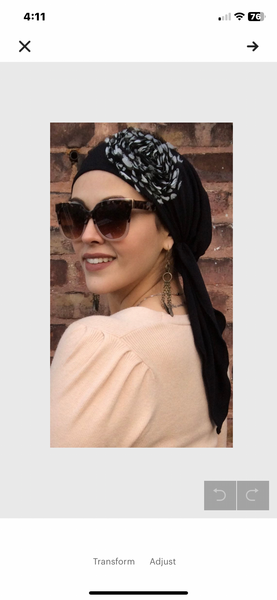 Black Stretchy Velvet Pre Tied Headscarf For Women | Proudly Made in the USA By Uptown Girl Headwear