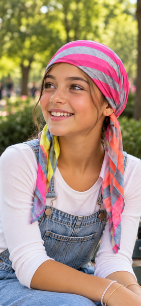 Colorful Headscarf For Child | Pre Tied Easy Slip on Headscarf | Made in USA