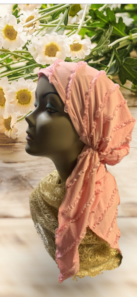 Pink Stretchy Pre Tied Headscarf For Woman | Proudly Made in the USA by Uptown Girl Headwear