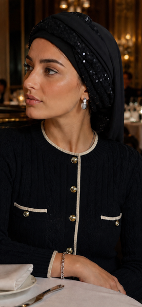Black 10 Way Tie Snood Hijab