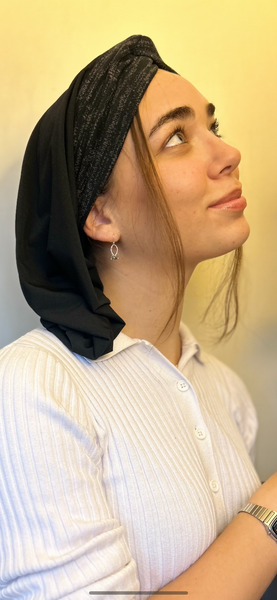 Black Grey Snood Turban Hijab Head Scarf | Made in USA by Uptown Girl Headwear