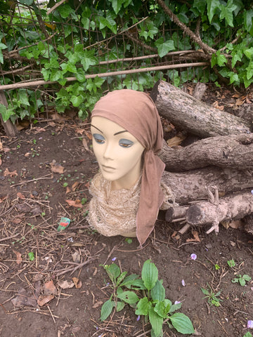 Pre Tied Head Scarf. Suede Style For Women To Cover & Conceal Hair. Made in USA