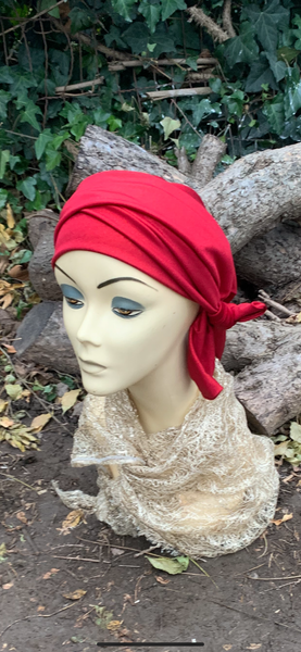 Christmas Clothing | Best Red Headscarf For Woman | Red Wrap Around Turban Snood | Wig Alternative | Modern Hijab | Made in USA by Uptown Girl Headwear