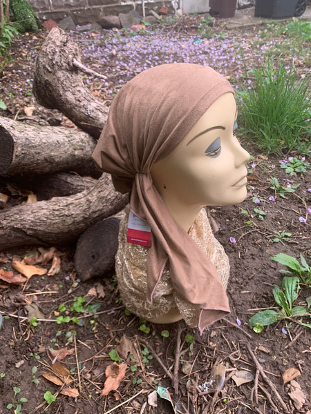 Pre Tied Head Scarf. Suede Style For Women To Cover & Conceal Hair. Made in USA