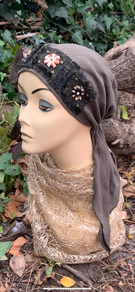 Olive Green Pre Tied Headscarf |