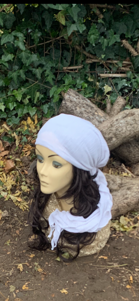 White Pre Tied Headscarf | Lightweight Headwear | Made in the USA