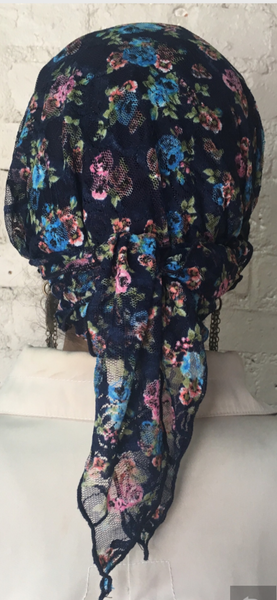 Floral Lace Headscarf For Women | Pre Tied Lace Hair Covering | Made in USA by Uptown Girl Headwear