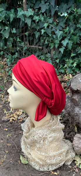 Christmas Clothing | Best Red Headscarf For Woman | Red Wrap Around Turban Snood | Wig Alternative | Modern Hijab | Made in USA by Uptown Girl Headwear