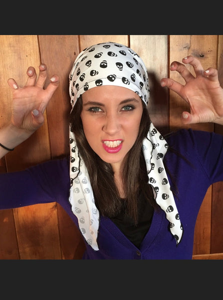 Skull Cap For Biker | Halloween Costume Hat | Biking Scarf | Biker scarf Skulls Skeleton Spooky Style Theme | Made in USA