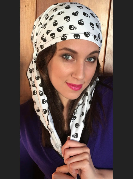 Skull Cap For Biker | Halloween Costume Hat | Biking Scarf | Biker scarf Skulls Skeleton Spooky Style Theme | Made in USA