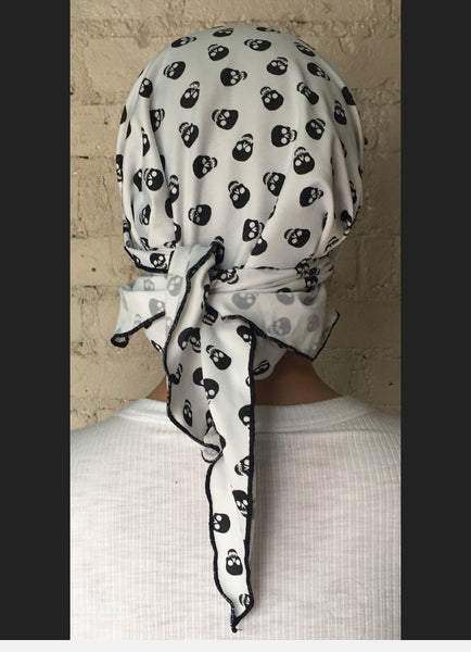 Skull Cap For Biker | Halloween Costume Hat | Biking Scarf | Biker scarf Skulls Skeleton Spooky Style Theme | Made in USA