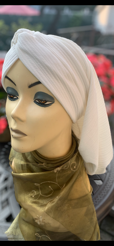 IVORY CLASSIC SNOOD TURBAN | Off White Tichel Headscarf | Made in USA by Uptown Girl Headwear