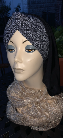 Black and white turban for women 