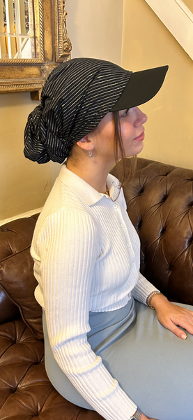 Black Head Scarf With Sun Visor | Made in USA by Uptown Girl Headwear