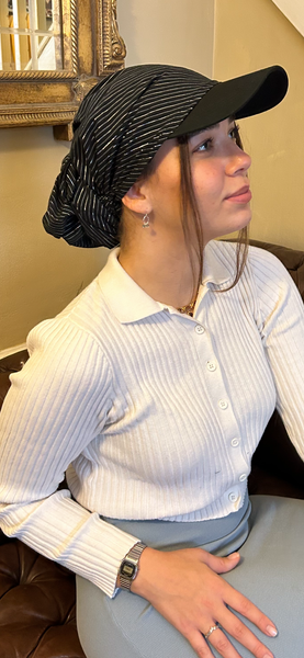 Black Head Scarf With Sun Visor | Made in USA by Uptown Girl Headwear