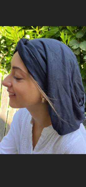 Navy Blue Snood Turban Renaissance Style Jewish Muslim Christian African Hijab Tichel For Women. Made in USA