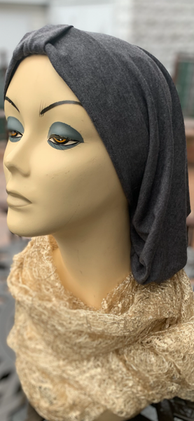 Black Lycra Stretchy Hijab Hair Snood | Fashion Turban Head Covering | Made in USA by Uptown Girl Headwear