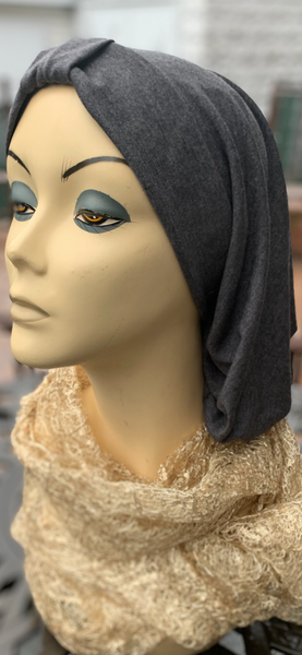 Black Cotton Feel Hijab Hair Snood Turban Head Covering