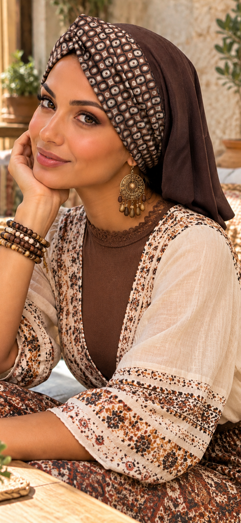 Brown Turban Snood For Women