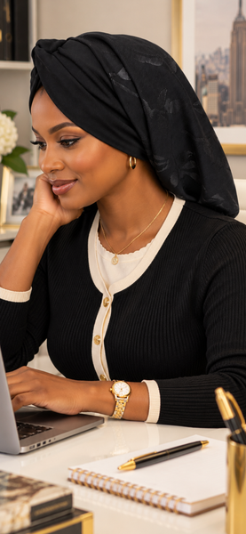 Black Hijab Scarf | Black Snood Turban | Cover Your Hair Long Hair Short Hair Bald Head | Head covers For Women | Made in USA