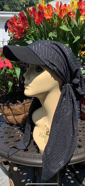 Black Head Scarf With Sun Visor | Made in USA by Uptown Girl Headwear