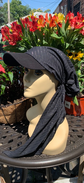 Black Head Scarf With Sun Visor | Made in USA by Uptown Girl Headwear