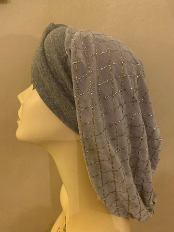 Silver Snood Turban Hijab