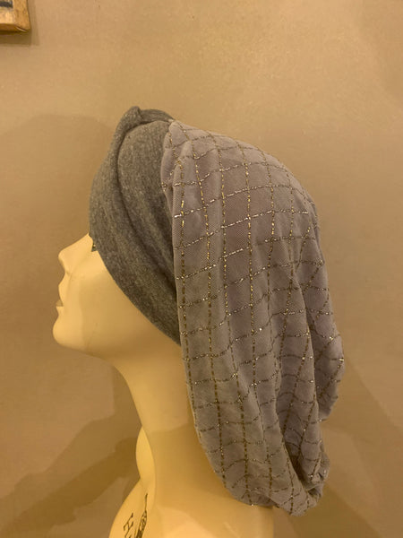 Silver Snood Turban Hijab