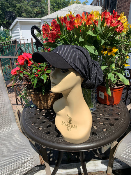 Black Head Scarf With Sun Visor | Made in USA by Uptown Girl Headwear