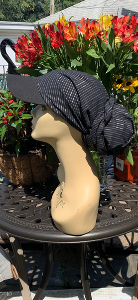 Black Head Scarf With Sun Visor | Made in USA by Uptown Girl Headwear