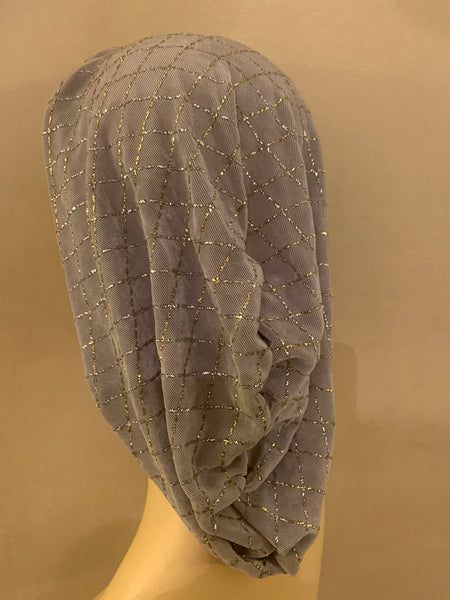 Silver Snood Turban Hijab