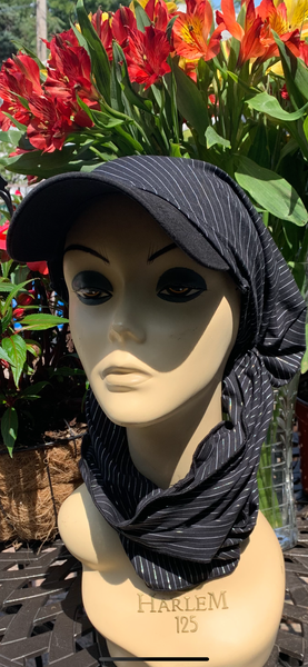 Black Head Scarf With Sun Visor | Made in USA by Uptown Girl Headwear