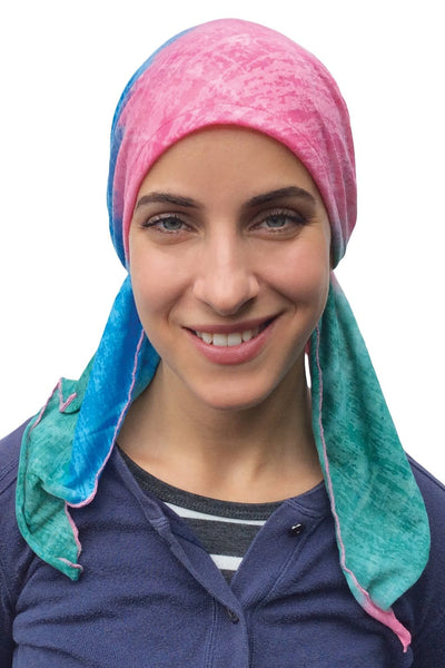 Tie Back Scrub Cap Cotton Candy Colorful Pre-Tied Tichel Hair Wrap Lightweight Hijab Head Scarf - Uptown Girl Headwear