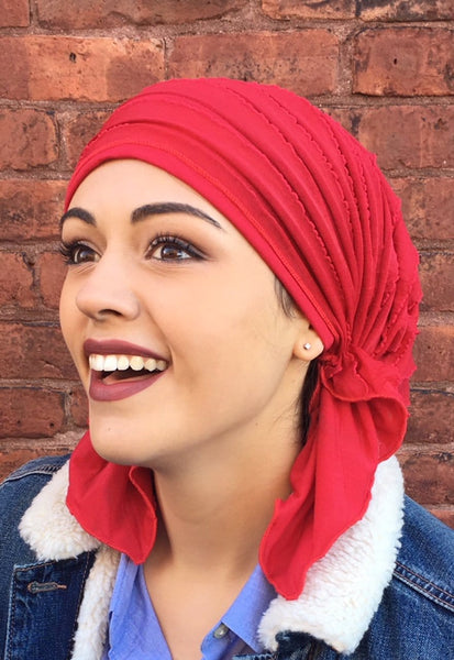 Scrub Cap To Conceal Hair Lightweight Hair Net Ruffle Pre-Tied Head Wrap Scarf To Chill Relax Rest and Wind Down. Made in USA - Uptown Girl Headwear