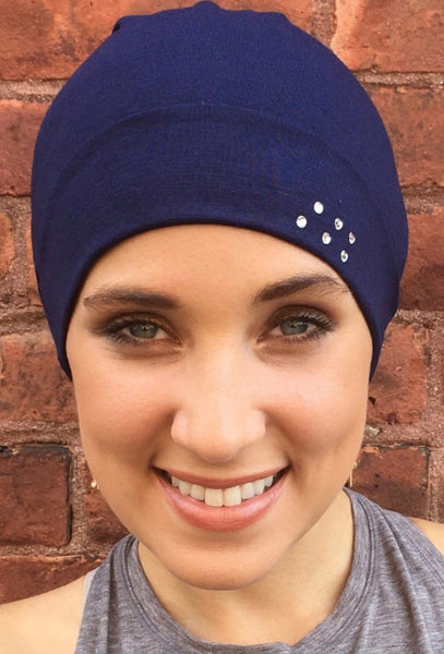Head Warmer Swarovski Crystals Comfy Easy Slip On Cap - Uptown Girl Headwear
