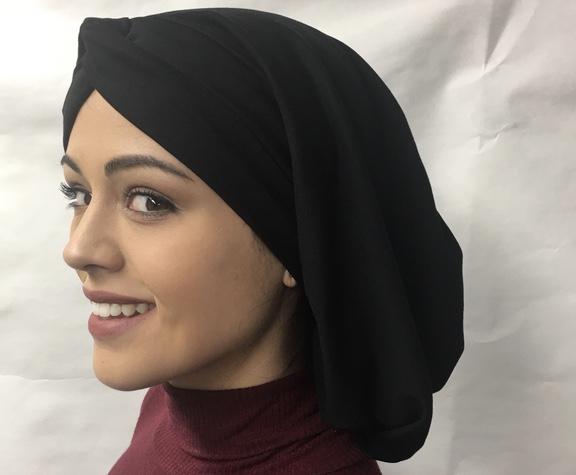 Uptown Girl Headwear Black Lycra Stretchy Spandex Classic Snood Hijab - Uptown Girl Headwear