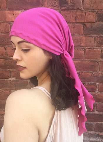 Tie Back Hat Scarf Covering For Women Without Hair Or With Long Hair Soft Pink Pre-Tied Bandana Hijab Tichel - Uptown Girl Headwear