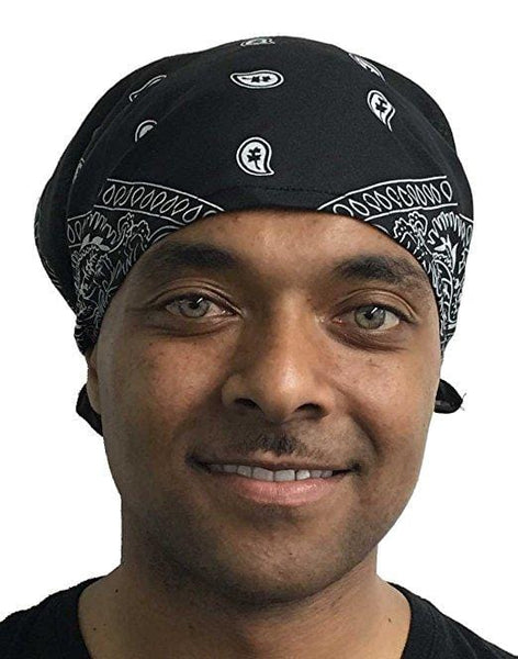 mens pre tied bandana in black cotton