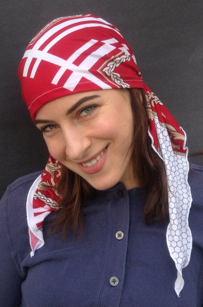 2021 Valentines Day Gift Unique Tie Back Cap For Nurse Doctor Hospital Patient Easy Slip On Style Pre-Tied Head Scarf. Made in USA - Uptown Girl Headwear