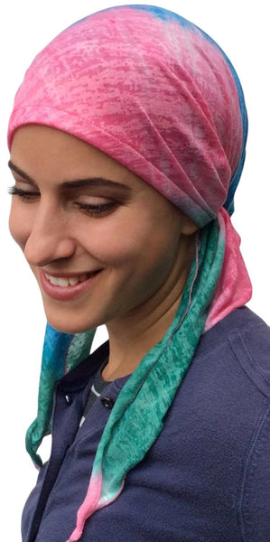 Tie Back Scrub Cap Cotton Candy Colorful Pre-Tied Tichel Hair Wrap Lightweight Hijab Head Scarf - Uptown Girl Headwear