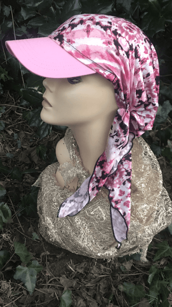 Sun Visor Scarf New Pink Mix Lightweight Chic Adorable Hat. Made in USA