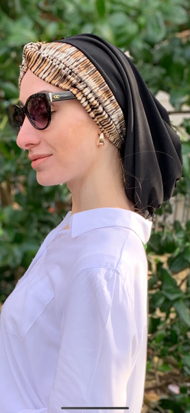 Turban | Black Brown Snood Turban Hijab Head Covering Scarf For Woman | Quality Made in USA