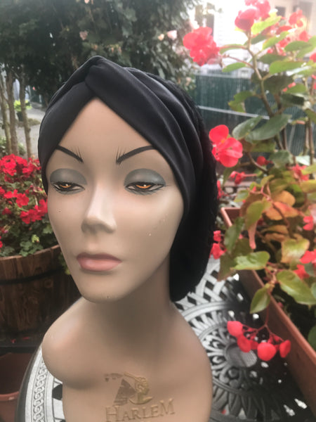 Black Snood | Lace Snood | Black Turban Hijab Scarf For Women | Uptown Girl Headwear Made in USA